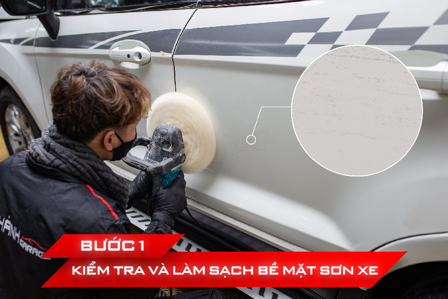 Kiểm tra và làm sạch bề mặt sơn xe