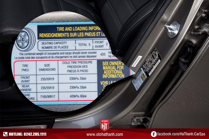 Các ký hiệu thường gặp trên lốp xe ô tô được in trên giấy dán khung cửa ô tô