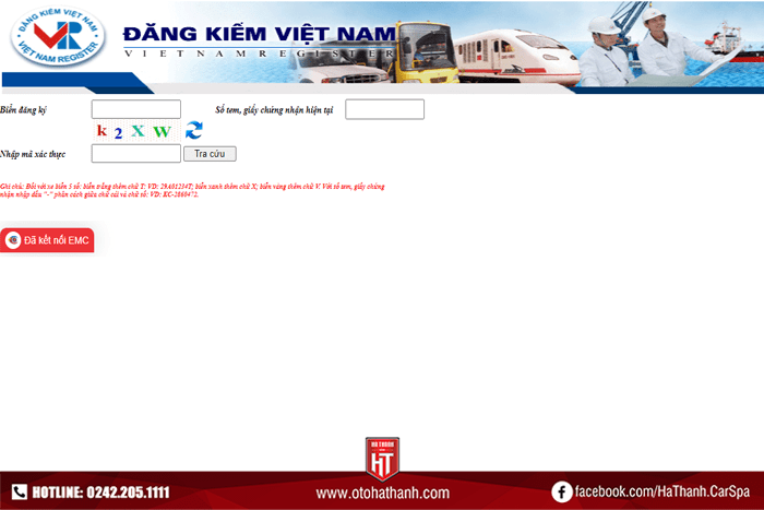 Cách 1, bước 1: truy cập website của cục đăng kiểm Việt Nam